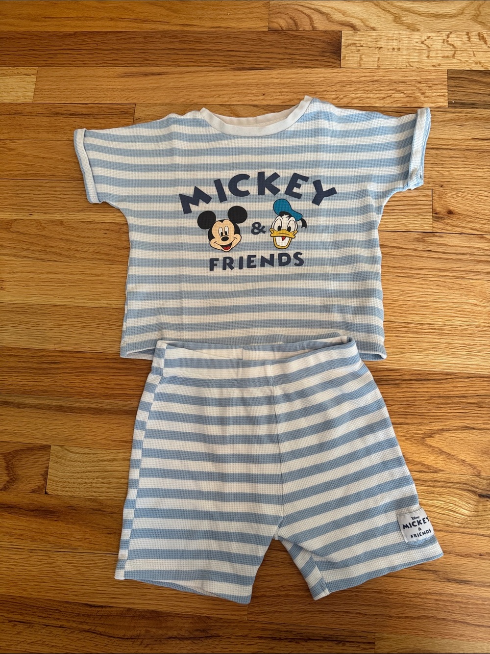 Disney Blue & White Striped Mickey & Friends Pajama Set